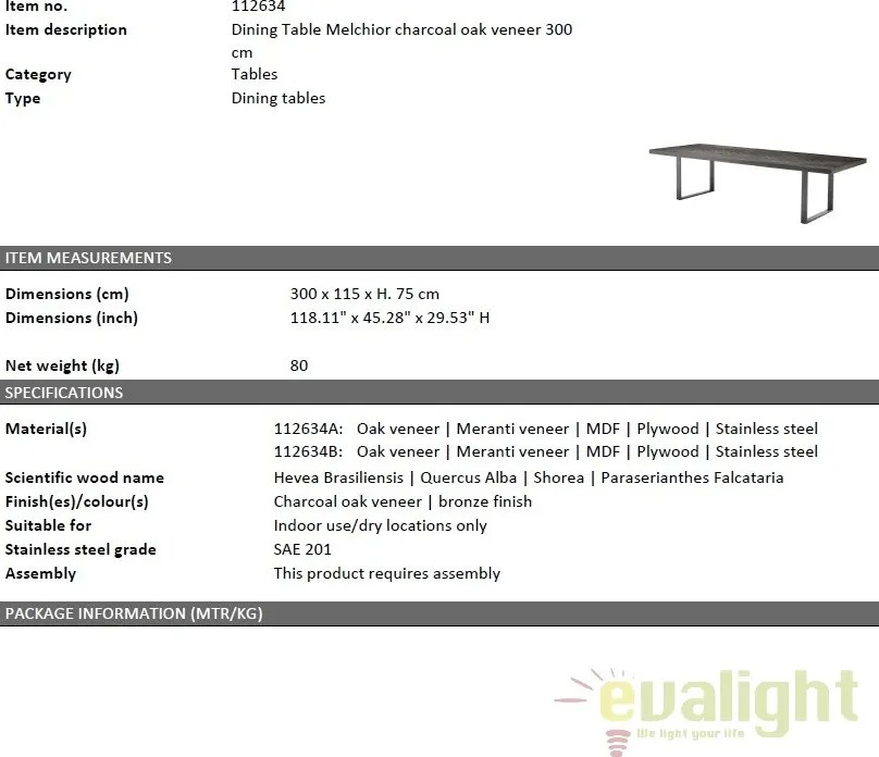 Masa design LUX Melchior bronz, 300cm 112634 HZ