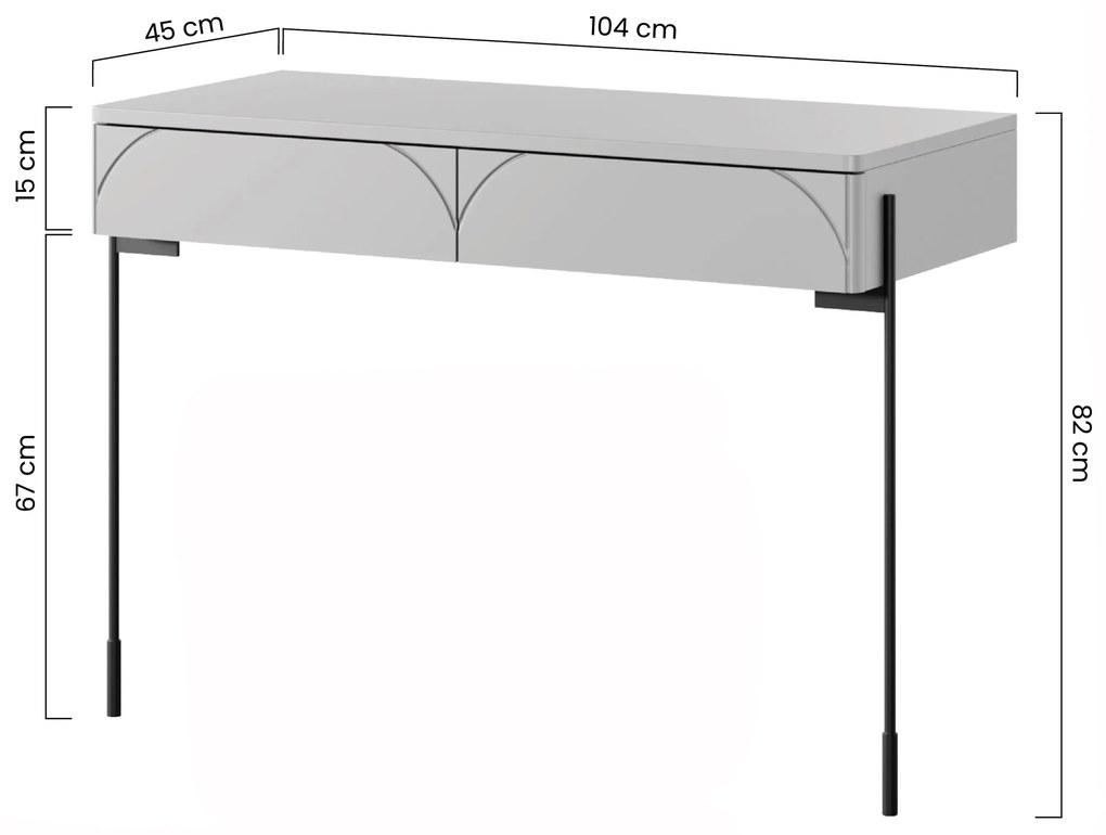 Masă de machiaj cu sertare Sonatia 100 cm 2 sertare - cașmir
