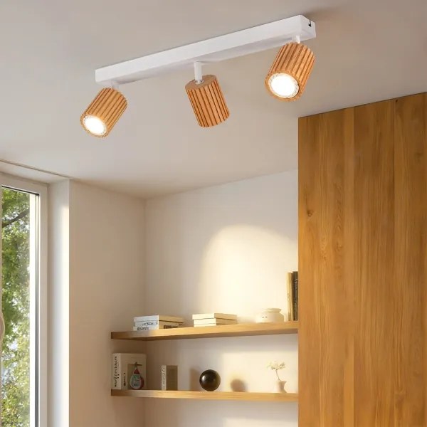 Brilagi - Lampă spot MODERN WOOD, 3xGU10/8W/230V, lemn de cauciuc/alb