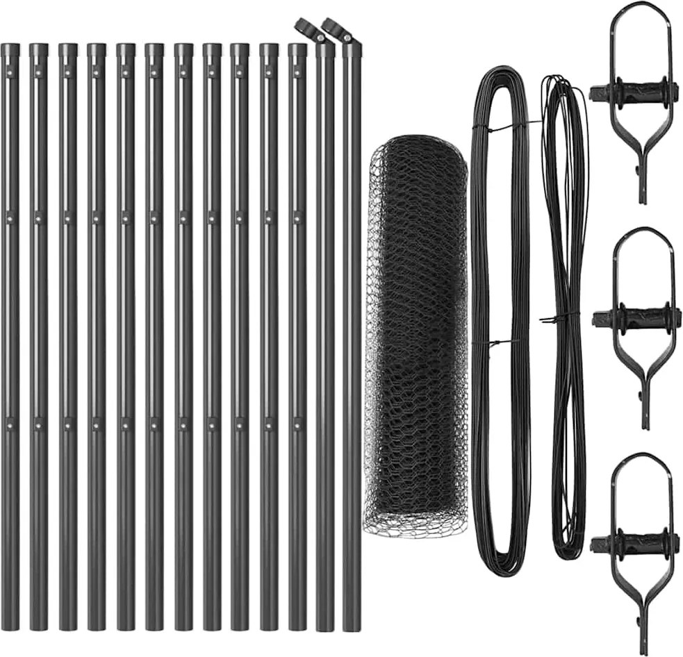 vidaXL Stâlp de gard. Gri 25 x 0,5 m (plasă de 13 mm) Oțel