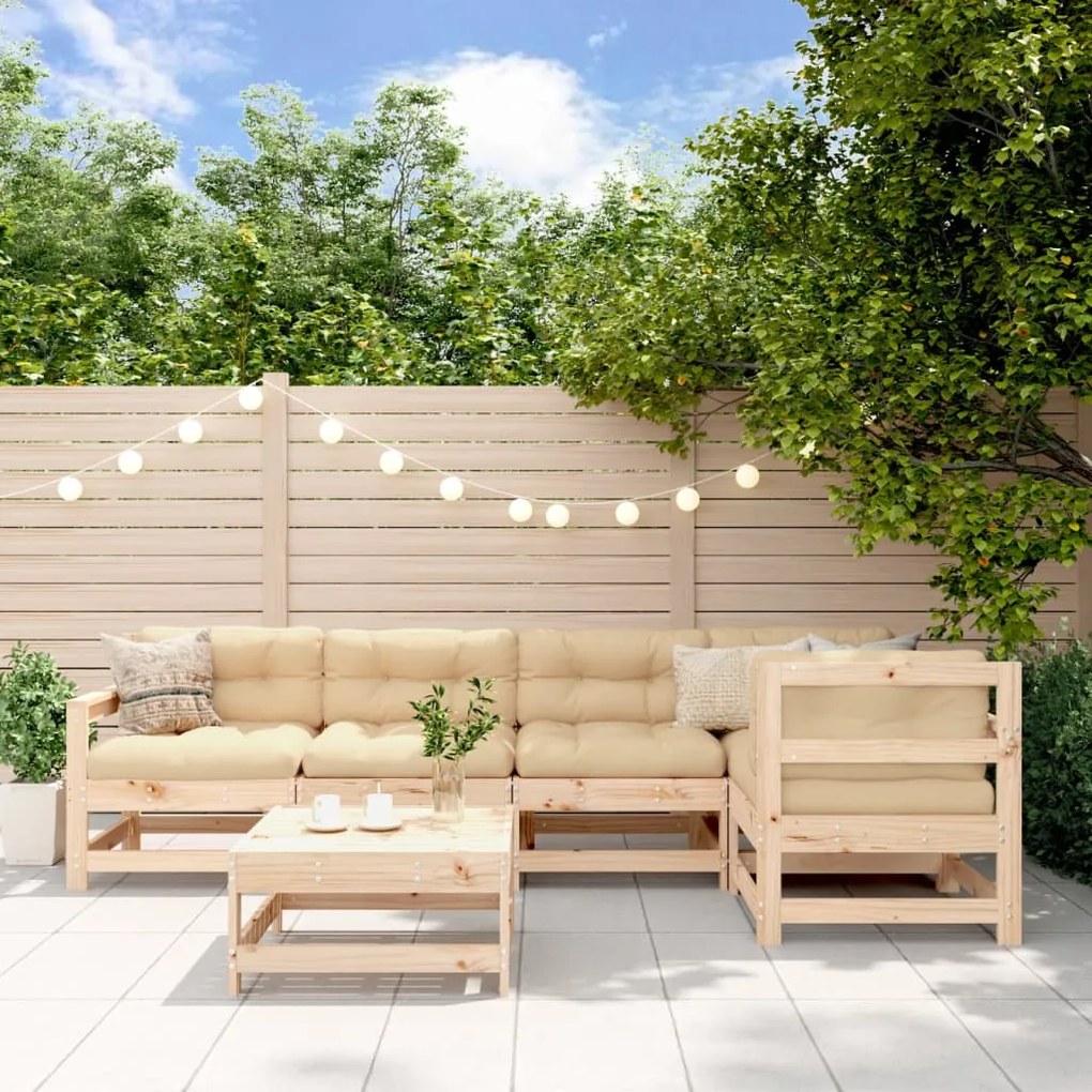 vidaXL Set mobilier relaxare de grădină &amp; perne 6 piese lemn masiv pin