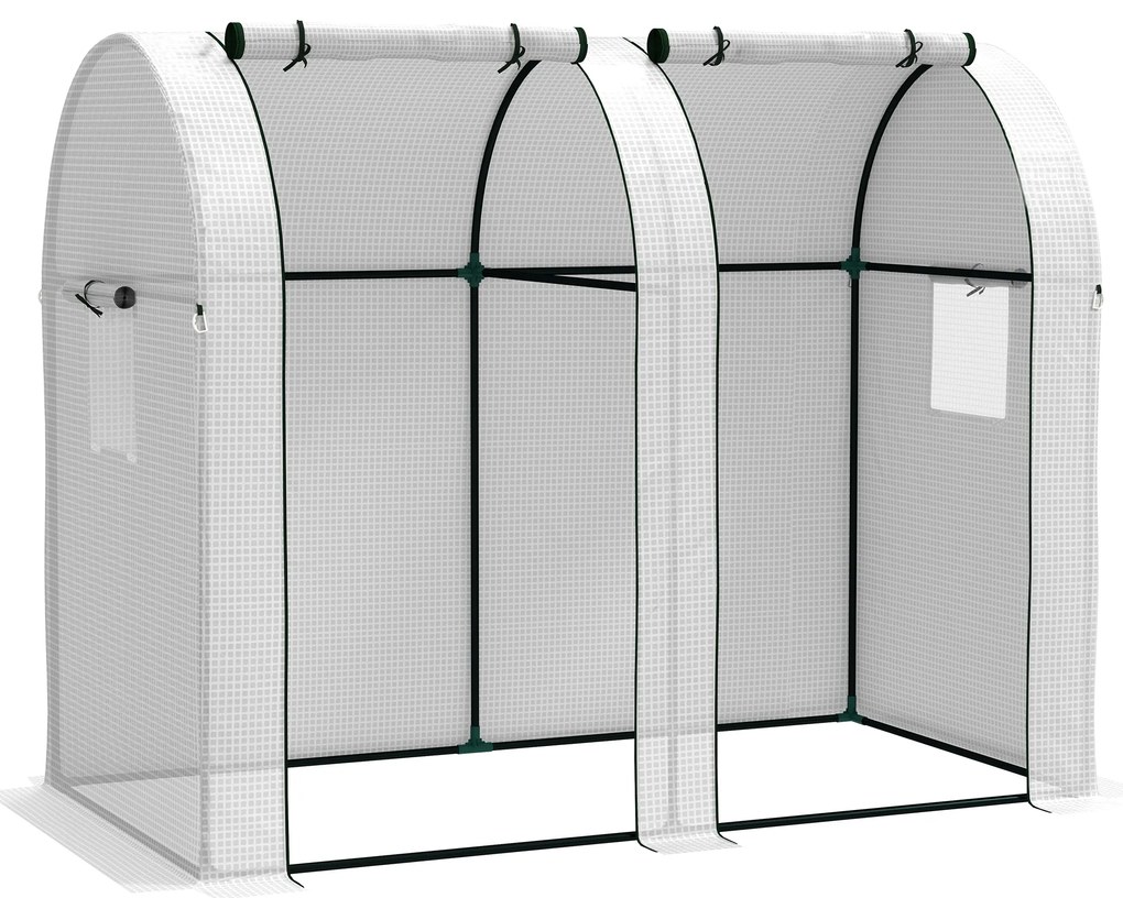 Outsunny Seră de grădină 1,8 m² seră pentru roșii 2 uși cu fermoar 4 ferestre cu fermoar acoperiș PE 135 g/m² alb | Aosom Romania