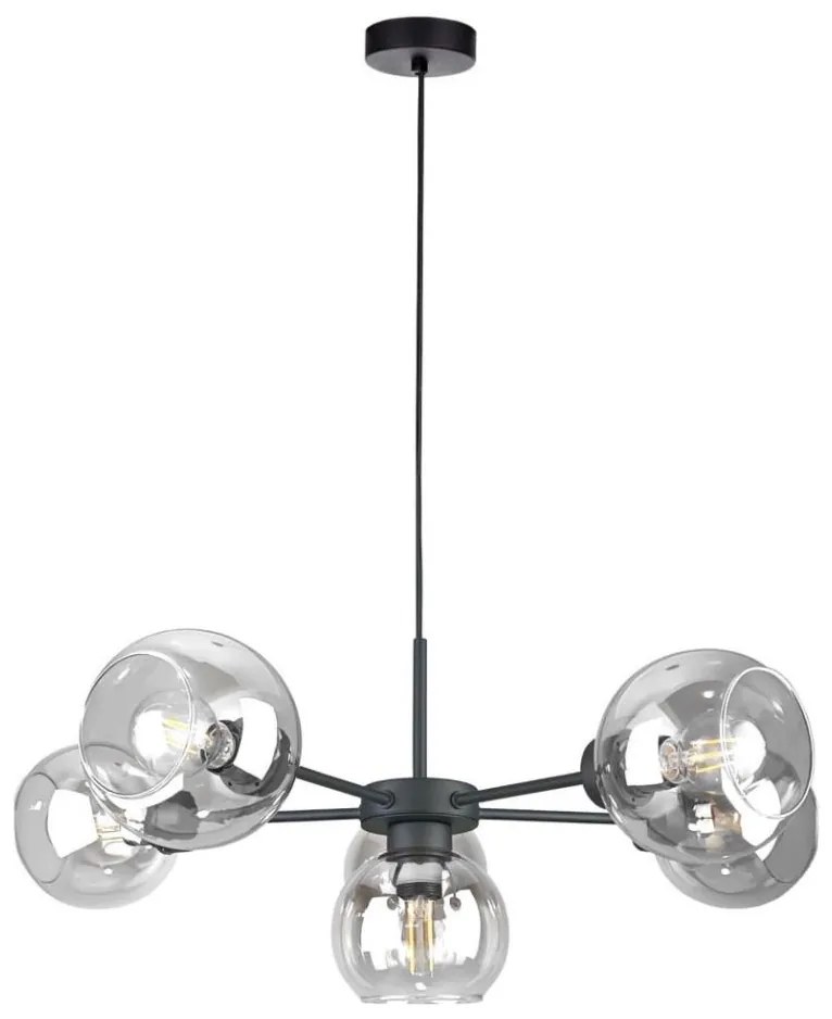 Lustră pe cablu KALIOPE 6xE27/60W/230V negru/transparent