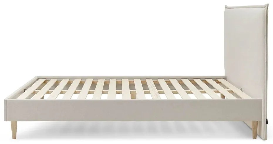 Pat matrimonial 160x200 cm bej tapițat cu somieră Sary – Bobochic Paris