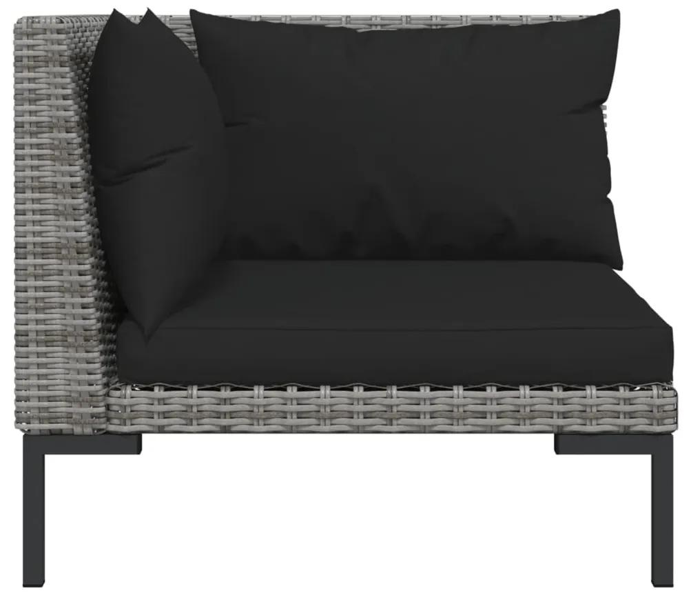 Set mobilier gradina,3 piese,gri inchis,poliratan semi-rotund 1, Canapea de colt + 2x canapea de mijloc