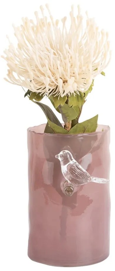 Vază roz din sticlă (înălțime 15 cm) Bird On Branch – PT LIVING