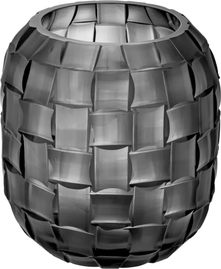 Vas decorativ design LUX realizat manual din sticla Varese S gri