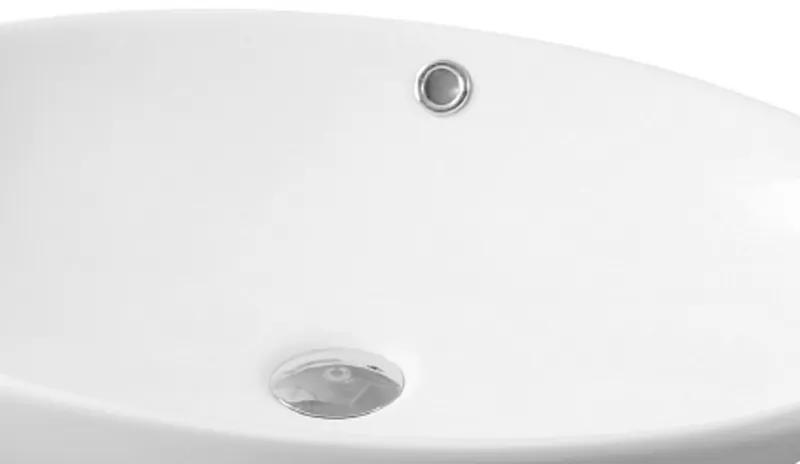Lavoar pe blat alb lucios 64 cm, oval, cu preaplin, Fluminia Nil