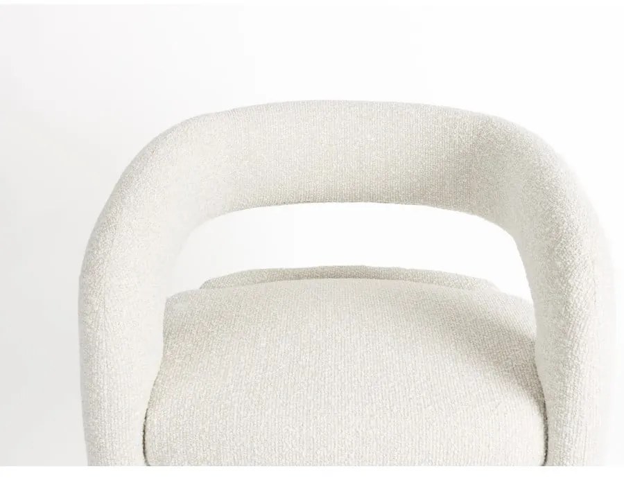 Fotoliu alb cu tapițerie din țesătură bouclé Nova – White Label