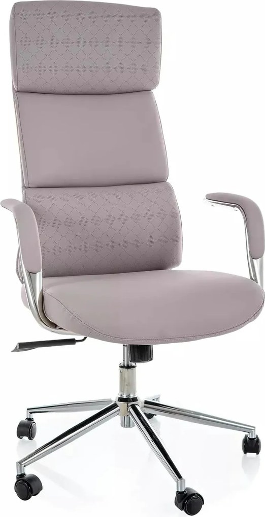 Scaun birou Q-03, gri, piele ecologică, 64x48x119 cm