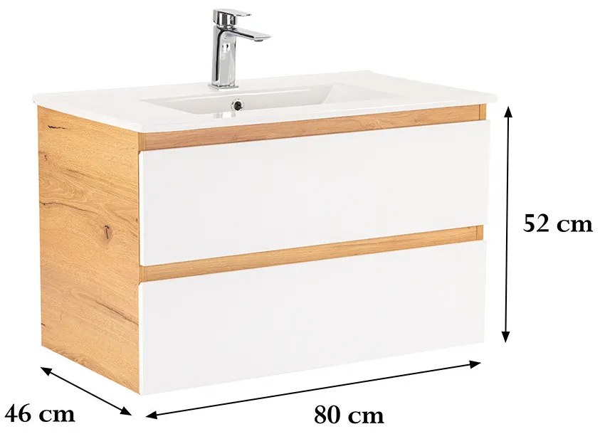 Dulap inferior Vario Forte 80 cu lavoar stejar-alb