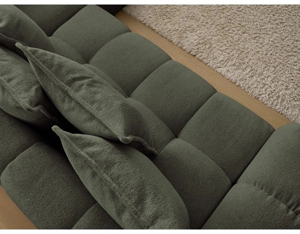 Colțar verde extensibil/cu spațiu de depozitare cu tapițerie din chenille (cu colț pe partea dreaptă/în formă de ”L”) Everest – Bobochic Paris