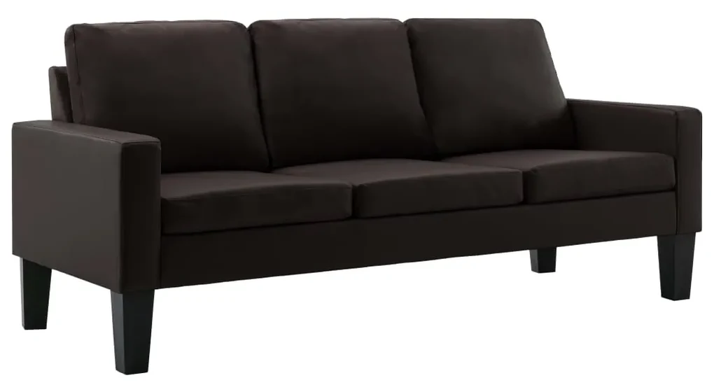 288762 vidaXL Canapea cu 3 locuri, maro, piele ecologică