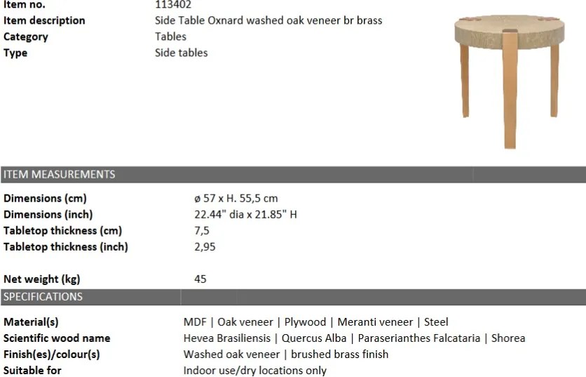 Masuta laterala LUX Oxnard diam.57cm 113402 HZ