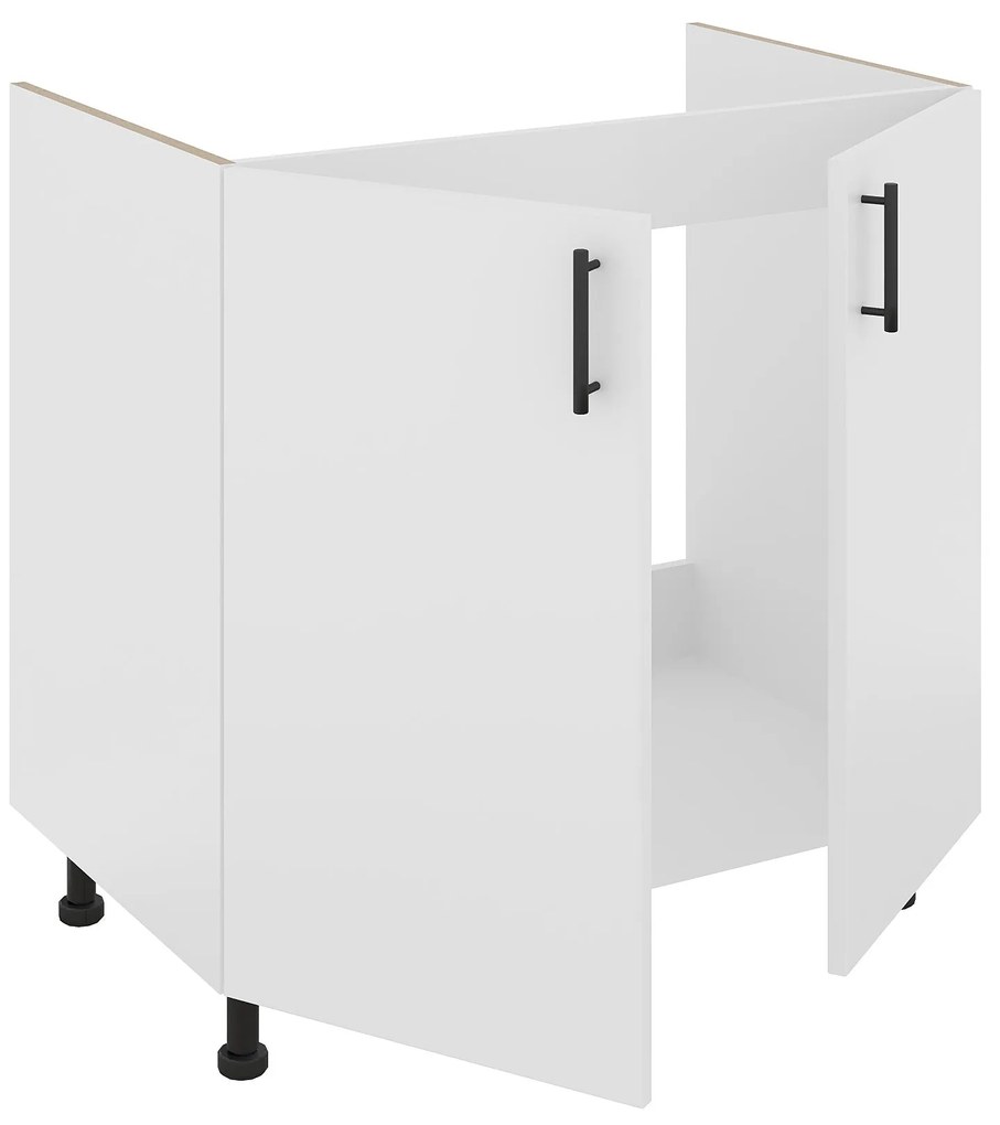Set Masca Chiuveta Karo, Alb, 80 x 50 x 80 cm, Chiuveta Inox, Cuva dreapta, Baterie Flexibila