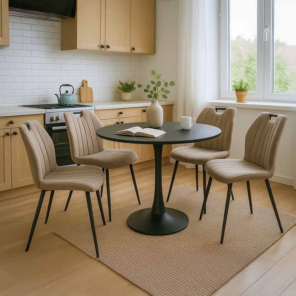Scaun living bej din catifea cu cadru metalic si spatar ergonomic BUC 204