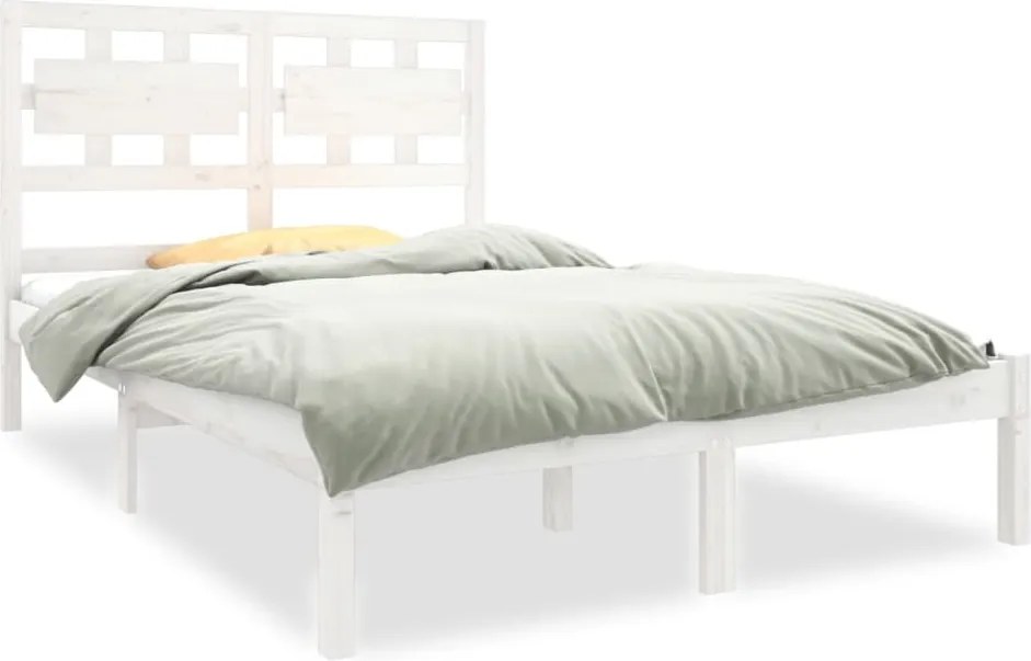 vidaXL Cadru de pat mic dublu, alb, 120x190 cm, lemn masiv