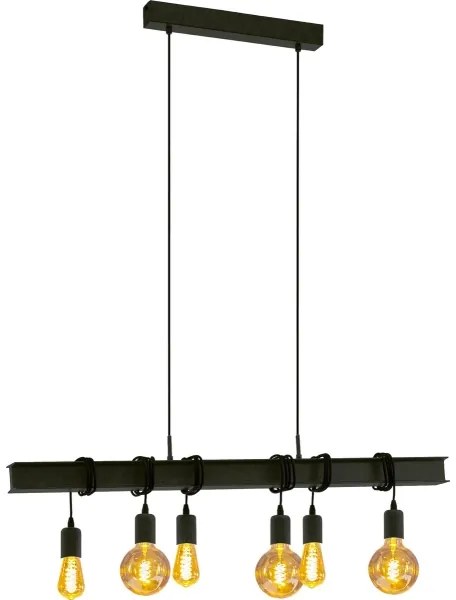 Lustră pe cablu Eglo 43712 TOWNSHEND 6xE27/60W/230V negru