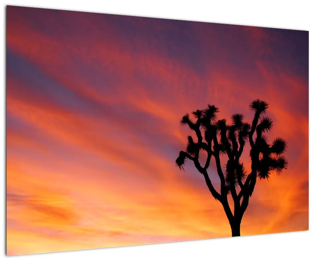 Tablou apus de soare deasupra siluetei unui copac (90x60 cm)