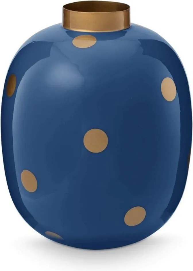 Vaza decorativă, din metal, Pip Studio, Dots Navy/Gold, 32 cm, colecția Dot Delight