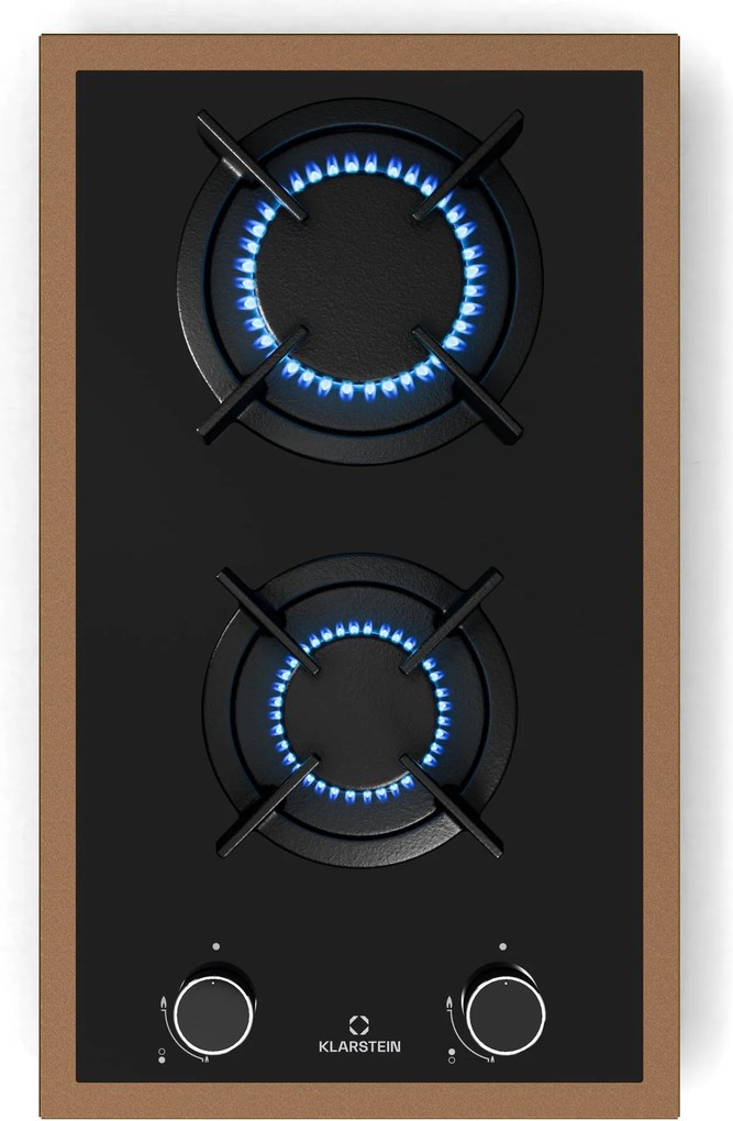 Klarstein Plită pe gaz Lumiflame, 2 arzătoare, cadru din cupru, aprindere electrică, 4,2 kW