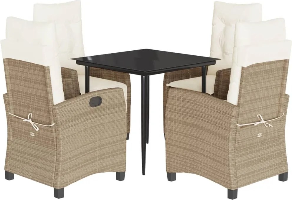 vidaXL Set mobilier de grădină cu perne, 5 piese, bej, poliratan