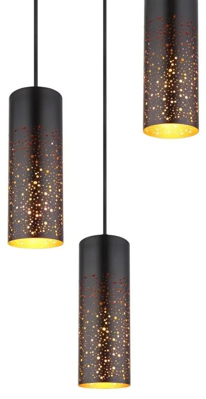 Lustra 3L design modern Crocky negru, auriu