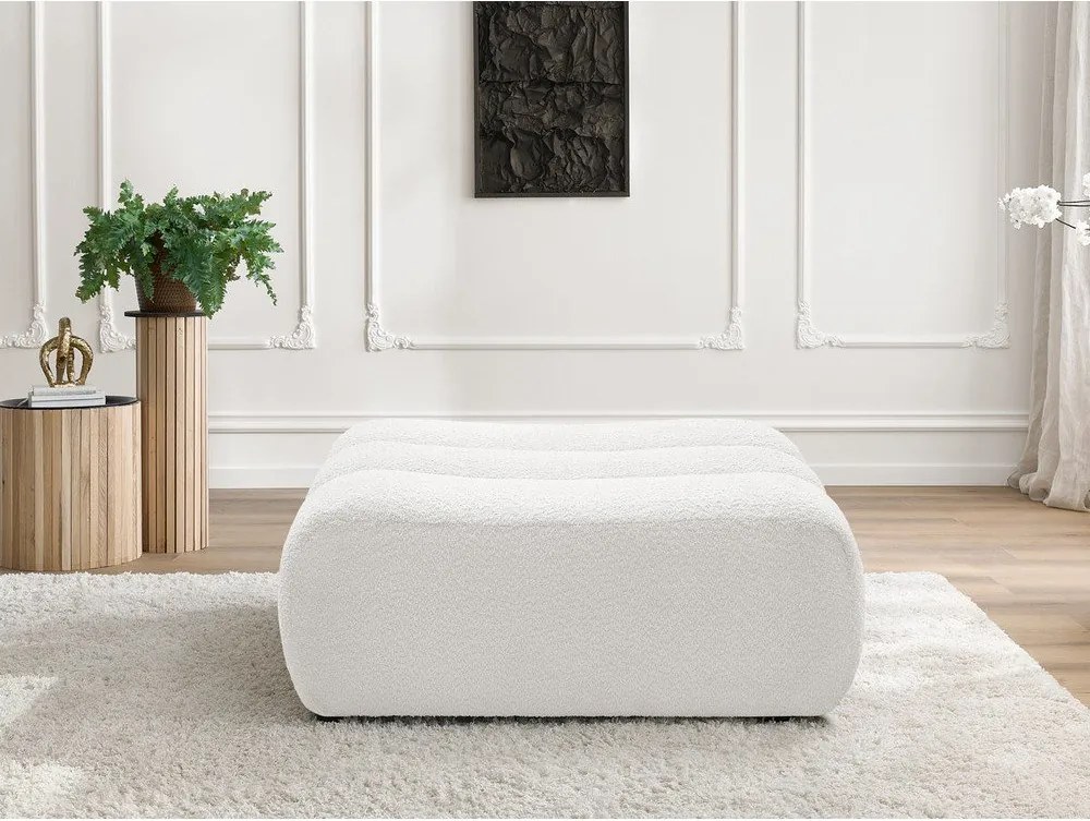 Taburet alb cu tapițerie din țesătură bouclé Azra – Bobochic Paris