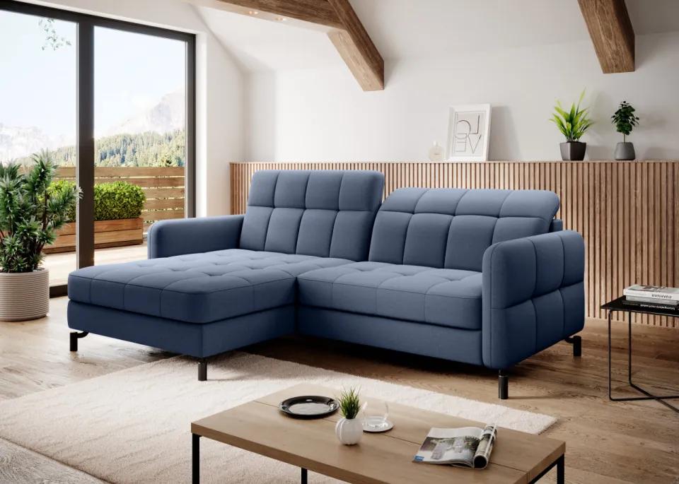 Canapea extensibila cu spatiu pentru depozitare, 225x105x160 cm, Lorelle L03, Eltap (Culoare: Albastru inchis texturat / Solar 79)