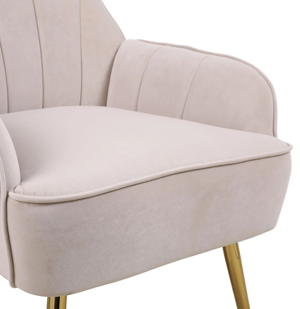 Fotoliu de salon modern din catifea, Design ergonomic, Bej