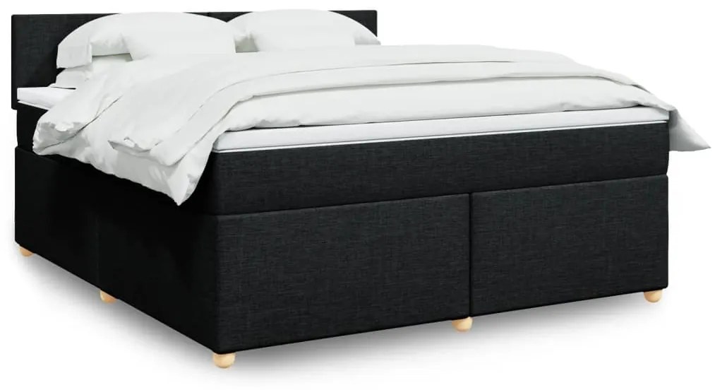 3289054 vidaXL Pat box spring cu saltea, negru, 180x200 cm, catifea