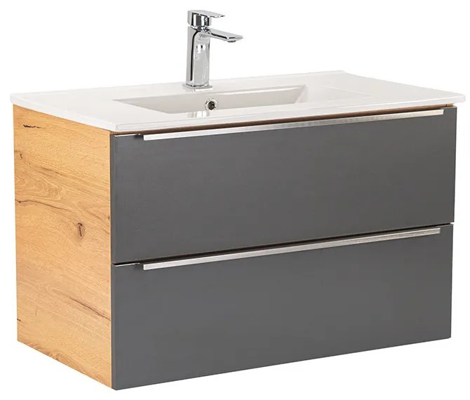 Dulap inferior Vario Trim 80 cu lavoar stejar-antracit