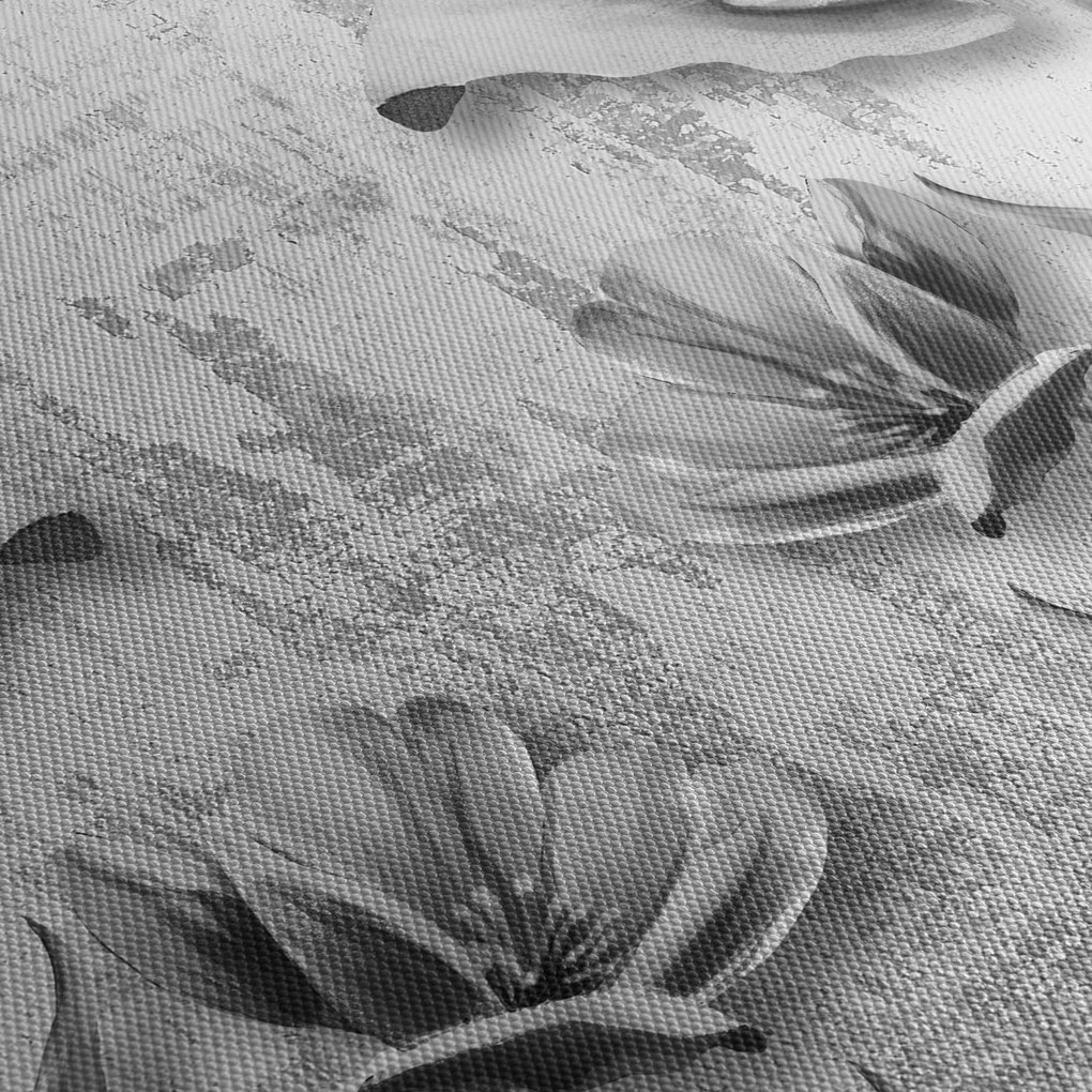 Tablou - Flori alb-negru pe fundal (90x60 cm)