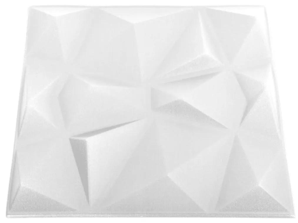 Panouri de perete 3D 24 buc. alb 50x50 cm model diamant 6 m   24, Alb diamant