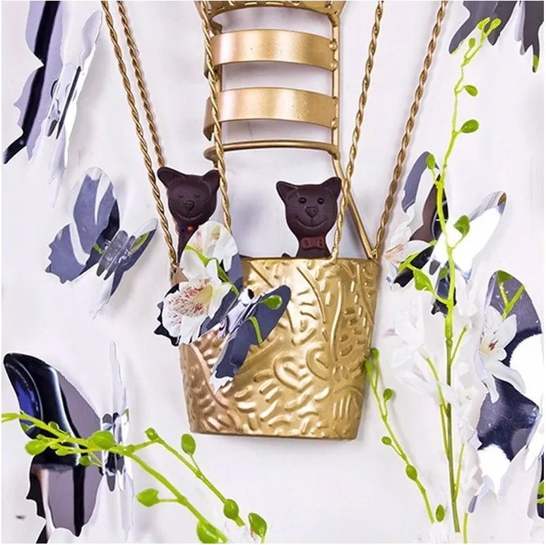 Set 12 autocolante cu efect 3D Ambiance Mirror Butterflies