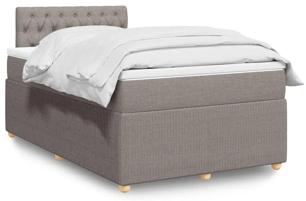 vidaXL Pat box spring cu saltea, taupe, 120x190 cm material textil