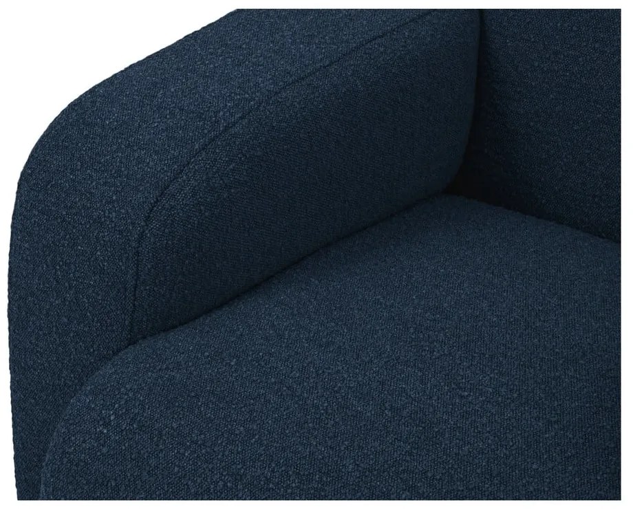 Colțar albastru închis cu tapițerie din stofă bouclé (colț dreapta) Molino – Micadoni Home