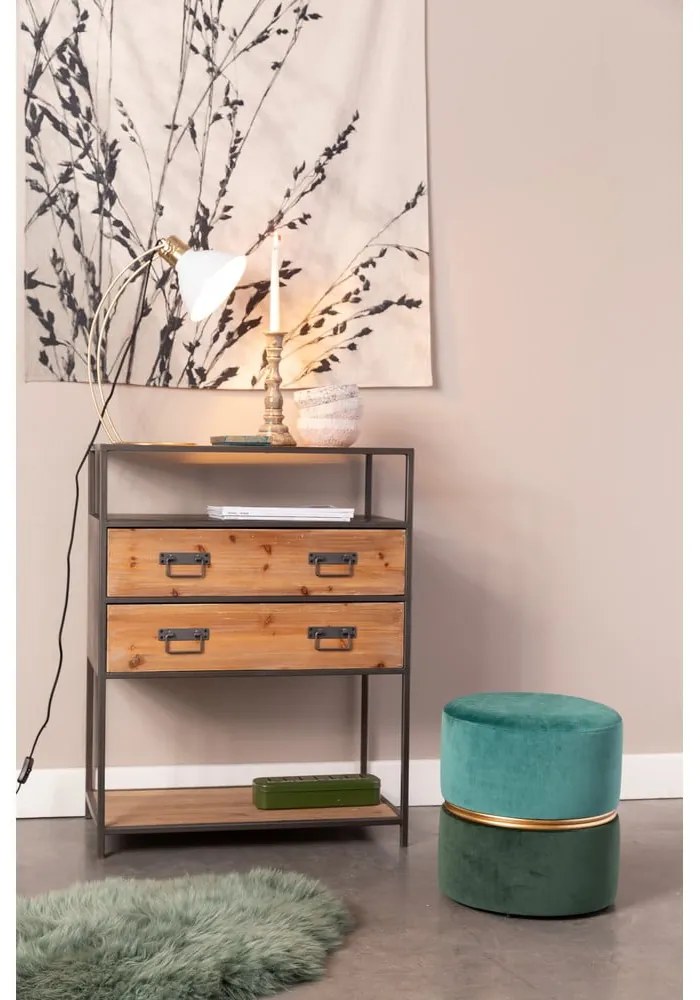 Taburet verde-turcoaz cu tapițerie din catifea Bubbly – White Label