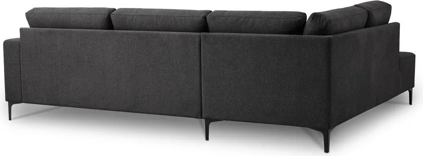 Colțar gri antracit cu tapițerie din chenille (cu colț pe partea stângă/în formă de ”L”) Fabian – Scandic