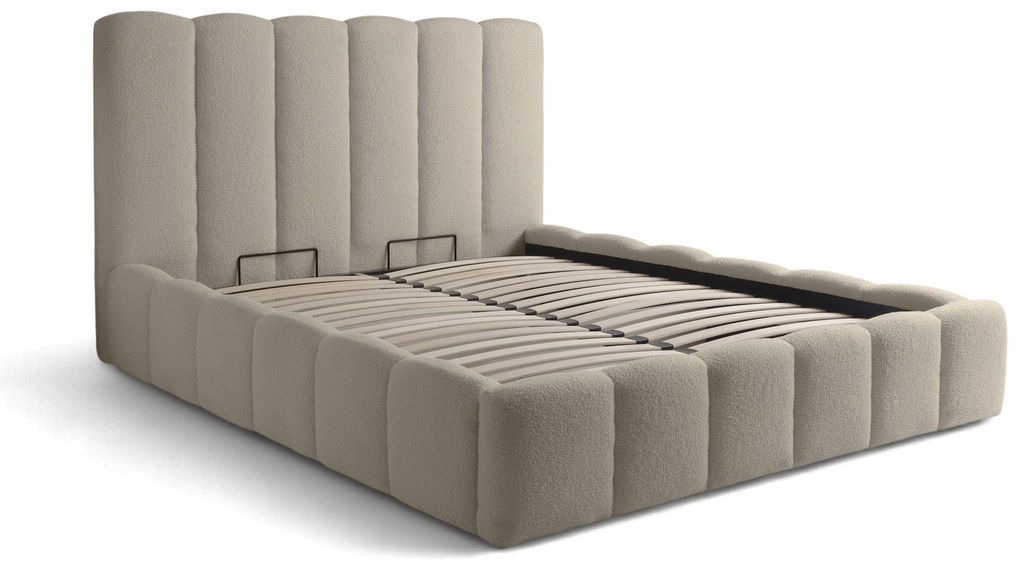 Pat tapițat Aura 180x200 cu spațiu depozitare - bouclé bej Quelle 05