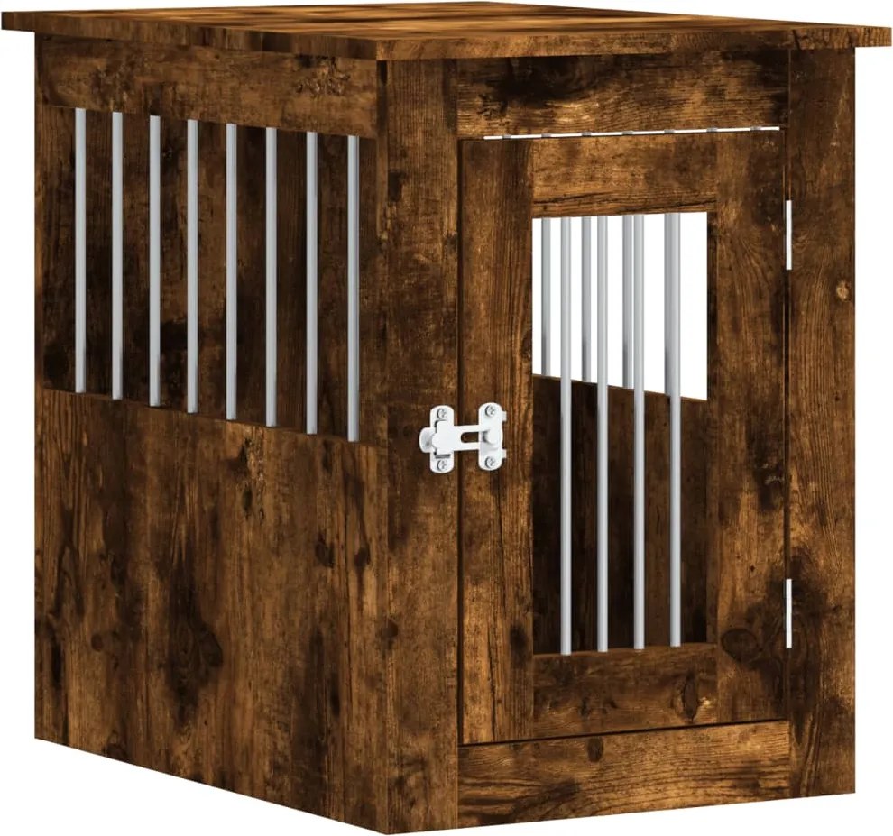 vidaXL Ladă pentru câini, stejar afumat, 45x62x59 cm, lemn prelucrat