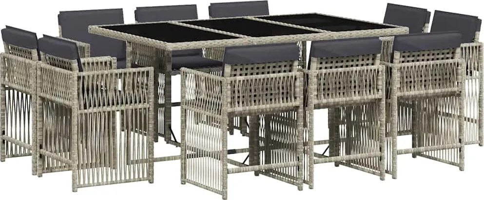 vidaXL Set mobilier de grădină cu perne 11 piese gri deschis poliratan