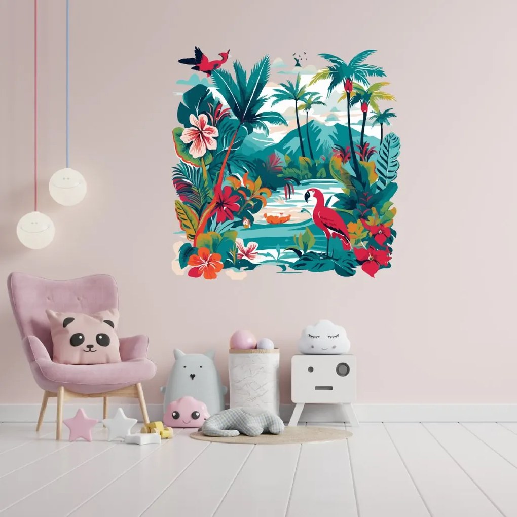 PIPPER. Autocolant circular de perete „O junglă colorată” mărimea: 60cm