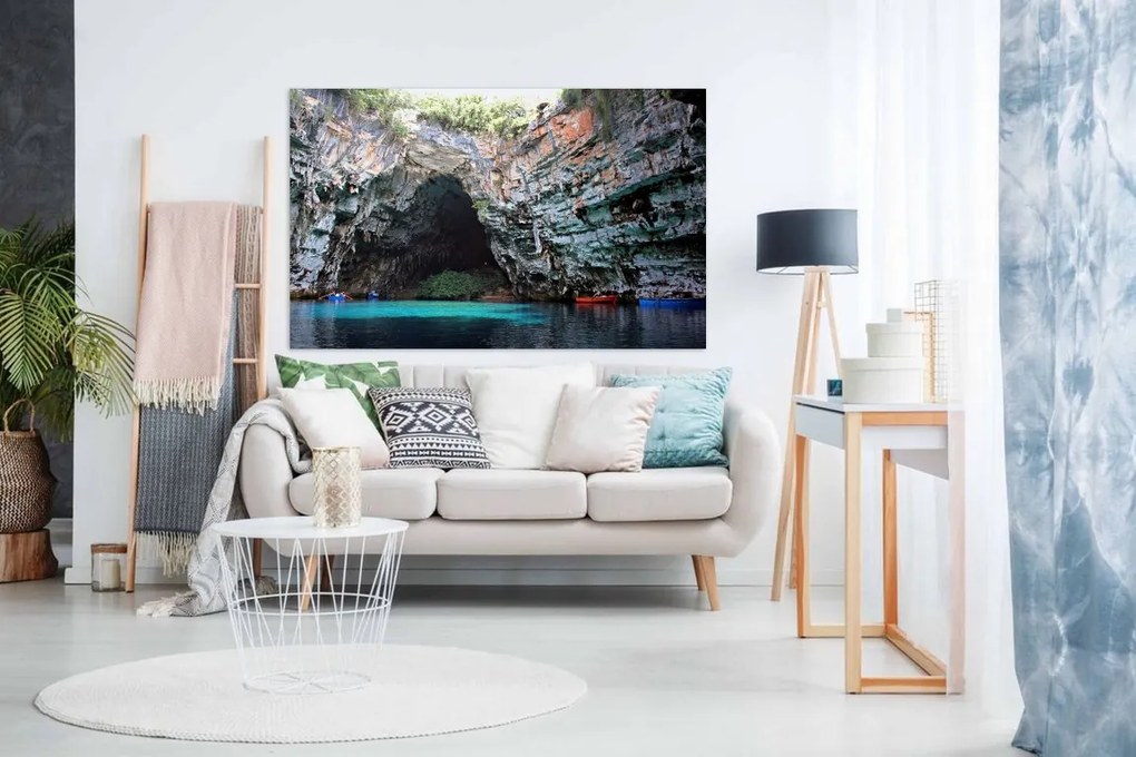 Tablou canvas lac cu pestera - 100x60cm