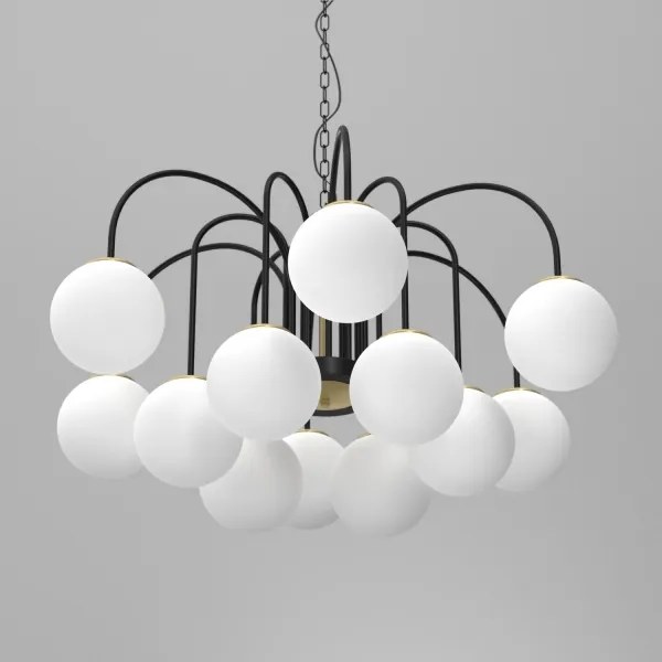 Lustră pe lanț CAMBRIDGE 12xE14/60W/230V neagră/alamă