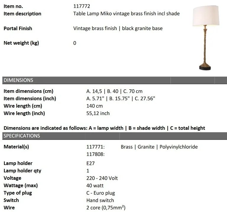 Veioza, Lampa de masa design LUX Miko