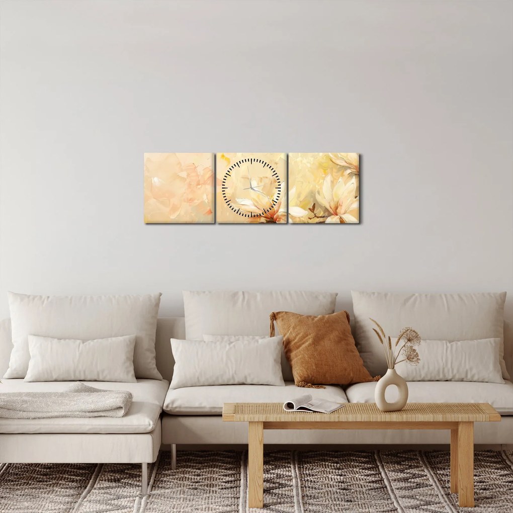 Tablou - Flori (cu ceas) (90x30 cm)