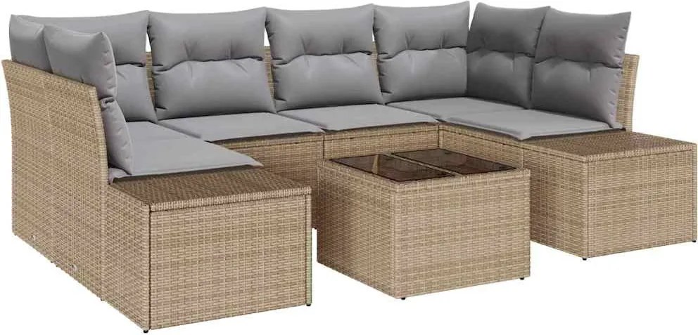 vidaXL Set de canapele pentru grădină 8 pcs Bej și gri poliratan