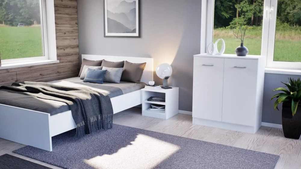 Comodă Miami cu 2 uși 80x92 cm alb-alb