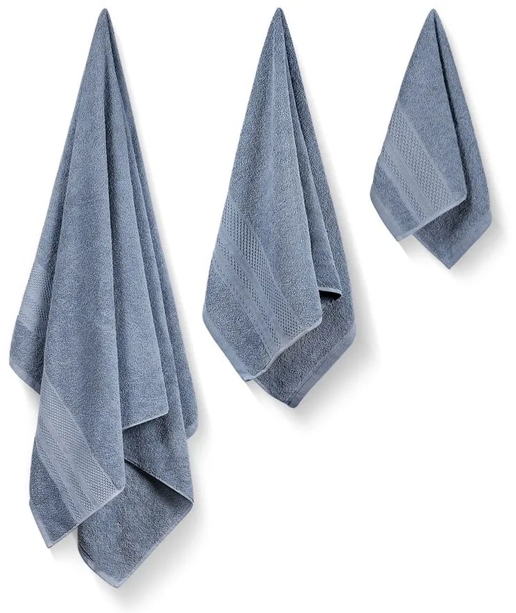 Prosoape de baie albastre 3 buc. din bumbac din frotir Piramit – Foutastic